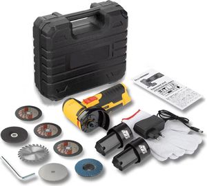 Mini Winkelschleifer, 12V Akku-Winkelschleifer mit 2 × 1500Mah Batterien, 4 Trennscheiben, 2 Metallschneidräder, 1 Schleifscheibe, 1 Ladegerät Mini Winkelschleifer, 12V Akku-Winkelschleifer mit 2 × 1500Mah Batterien, 4 Trennscheiben, 2 Metallschneidräder, 1 Schleifscheibe, 1 Ladegerät