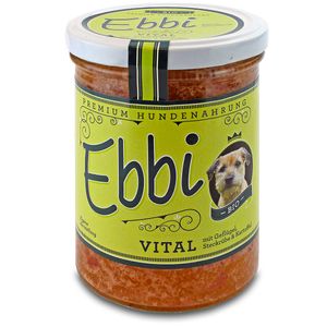 Vital Hundefutter 400g Glas mit frischem Geflügel, gesunder Steckrübe und nahrhafter Kartoffel von Ebbi