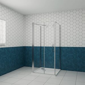 70x90cm 185cm U-Form Duschkabine Duschtür 6mm ESG Nano Glastür Falttür Scharniertür