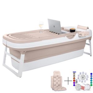 Hello Bath ® Ihrer eigenen faltbaren Badewanne zu entspannen fur Erwachsene | 157x60x48cm | Mobile tragbare Klappbadewanne | Sand / Weiß