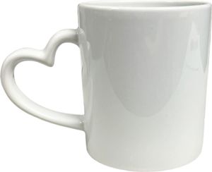 1 Stk. Keramiktasse mit Herzgriff 270 ML "Weiß", Sublimation 1 Stk. Keramiktasse mit Herzgriff 270 ML "Weiß", Sublimation