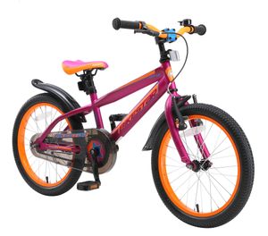 BIKESTAR Kinder Fahrrad ab 5 Jahre, 18 Zoll Urban Jungle Kinderrad, Berry & Orange
