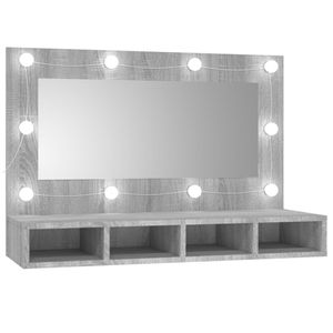 vidaXL Spiegelschrank mit LED Grau Sonoma 90x31,5x62 cm
