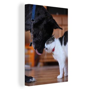 OneMillionCanvasses® - Leinwandbilder -Bild auf Leinwand Wandbild Leinwandbild Katze - Hund - Tiere, 40x60 cm, Kunstdruck Wandkunst Wohnzimmer Schlafzimmer