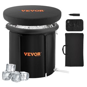 VEVOR Eisbadewanne, 80 cm langes Tauchbecken für Kaltwassertherapie für Sportler, tragbares Outdoor-Eisfass-Tauchbecken zur Erholung, 290 l aufblasbare Faltbadewanne mit Abdeckung, Heim-Eiskapse