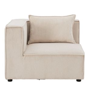 Juskys modulares Sofa Domas in Cord Beige - Ecksofa Links mit Armlehne & Kissen - individuell kombinieren