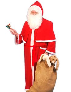 Weihnachtsmann Nikolaus Kostüm für Herren - Rot | Kapuzenmantel mit Cape Größe: One Size