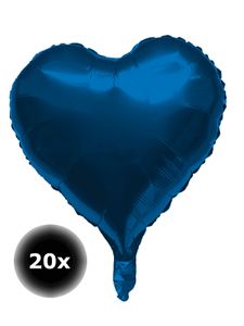 Herz Folienballons, ca. 45 cm, Blau, 20 Stück