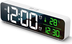 Wecker Digital Wecker Alarm Digital Clock uhren & Wecker Nachttisch uhr LED Bildschirm Datums Temperaturanzeige12/24 Stunden Schlummerfunktion