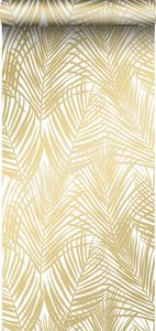 ESTAhome Tapete Palmblätter Gold und Weiß - 139301 - 0,53 x 10,05 m