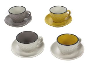 Espresso-Set 4 Espresso-Tassen mit Untertasse Keramik-Tassen für Espresso, Volumen ca. 90 ml