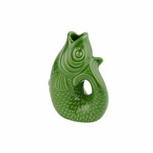 Gift Company Vase Monsieur Carafon XS, Dekovase in Fisch-Form, Steingut, Green Bay, 13 cm, 1087402008