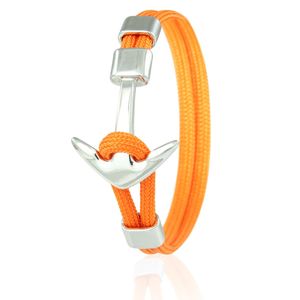 Skipper Anker Armband 21 cm Nylon Armschmuck Orange mit Silbernem Anker 6971