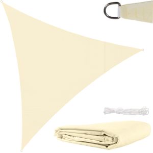 Sonnensegel Dreieckig 3x3x3 m für zuverlässigen Sonnenschutz Wasserdicht inkl. Befestigung Garten Strand Camping 23146, Farbe:Beige