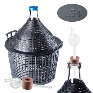 KADAX Glasballon-Set "Alatri", Gärballon mit Kunststoffkorb und Gärzubehör, Gummistopfen, Gärröhrchen aus Glas, Flasche, 54L