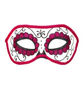 Augenmaske rosa Dia de los Muertos unisex für Halloween und Fasching venezianischer Stil