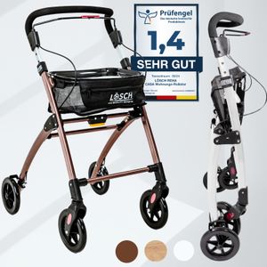 Lösch Reha Rollator Casa Soft schmal für Wohnung & Innenbereich Braun