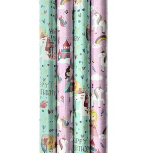 Einhorn-Geschenkpapier – 200 x 70 cm – 4 Rollen