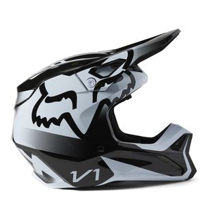FOX V1 Leed Motocross Helm (Black/White,S  (55/56))