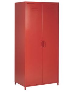 BELIANI Kleiderschrank Rot Metall 76 x 50 x 171 cm mit 2 Türen 3 herausnehmbaren Fächern und Kleiderstange Wohnzimmer Schlafzimmer Flur Büro Arbeitsbereich