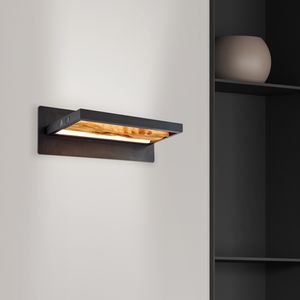 BRILLIANT minimalistische LED Wandleuchte CHAUMONT| Schwarze Wandlampe mit Holzdetail | 9,5W 930 Lumen 3000 Kelvin| Aluminium/Holz