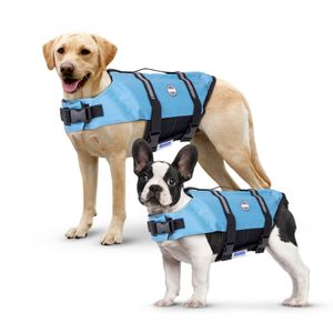 Nobleza - Schwimmweste Hund, Einstellbare Hunde Schwimmweste mit Rettungsgriff und Reflektierend,Blau(L)