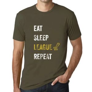 Herren Grafik T-Shirt Eat Sleep League Gamer Gaming Funny Esports Öko-Verantwortlich Vintage Jahrgang Kurzarm Lustige Druck Geburtstag Geschenk Mann
