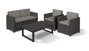 Allibert Loungeset Victoria mit Tisch Lyon anthrazit - Premium - Rattanoptik, wetterfest