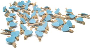 Oblique Unique 50 Mini Herz Holz Wäscheklammern Holz Miniklammern mit Herzen kleine Deko Klammern Hochzeit - blau