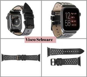 Samsung Watch Armbänder aus echtem Leder Hochwertige  vielseitige Accessoires 20mm Watch Band Visco Schwarz