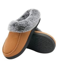 Damen Herren Hausschuhe Mokassin Plüsch Winter Warme Slippers Pantoffeln Innen&Außen Rutschfest