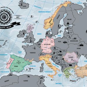 Europakarte zum Rubbeln - Scrape Off Europe Map - Landkarte Deluxe Europa-Welt-Karte Poster XXL