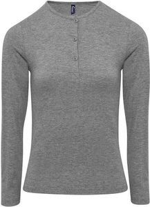 Premier - T-Shirt für Damen  Krempelärmel PC5674 (44 DE) (Grau meliert)