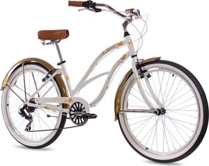26 Zoll Beachcruiser Damenrad CHRISSON SANDY 6G SHIMANO Tourney weiß gold