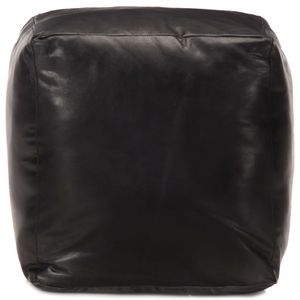 vidaXL Pouf Schwarz 40 x 40 x 40 cm Echtes Ziegenleder