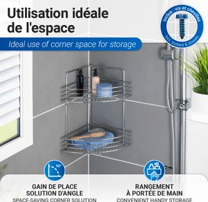 WENKO Eck Regal Milano 2 Etagen Chrom Regal Badezimmer Ablagen Bad WC Dusche