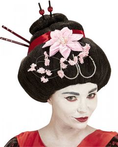 Elegante Ge Perücke mit Hochsteckfrisur & Blüten