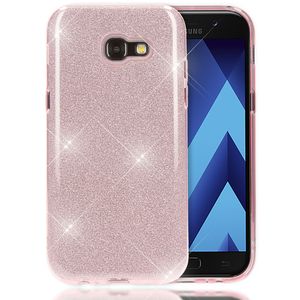 NALIA Handyhülle kompatibel mit Samsung Galaxy A5 2017, Glitzer Slim Silikon-Case Back-Cover Schutzhülle, Glitter Sparkle Handy-Tasche Bumper, Dünne Bling Strass Smart-Phone Hülle, Farbe:Pink