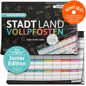 Stadt Land Vollpfosten® Junior Edition – "Jeder Punkt zählt." | A4 Spielblock