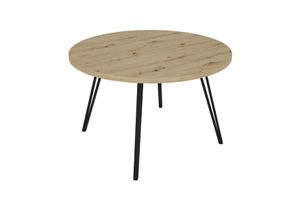 byLIVING Esstisch MARTA / runde Tischplatte Artisan Eiche / Gestell Metall schwarz matt / Küchentisch für bis zu 5 Personen / D 120 cm, H 76 cm