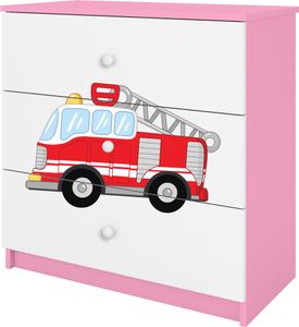Kinderkommode mit Schubladen Löschzug in der Farbe Rosa Babydreams
