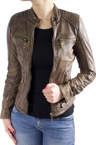 Damen Lederjacke "Rihanna" aus hochwertigem Nappa Leder, braun, Größe M
