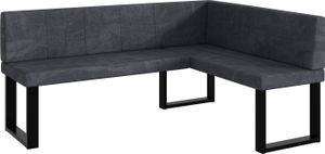MEBLINI Eckbank für Esszimmer - Küchenbank - Essecke - Sitzecke Küche - PETER - U-Beine 128x168x87cm Rechts - Dunkelgrau Samt
