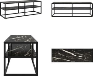 vidaXL TV Schrank Schwarz mit Hartglas Marmor Optik 120x40x40 cm - TV-Schrank - TV-Schränke - TV Lowboard - TV Tisch