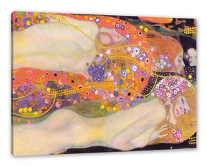 Gustav Klimt - Wasserschlangen II - Leinwandbild / Größe: 120x80 cm / Wandbild / Kunstdruck / fertig bespannt