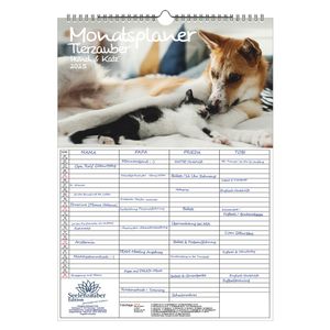 Tierzauber Hund und Katz Planer Wandplaner Familienplaner 4 Spaltenplaner DIN A3 Kalender für 2025 Katzen und Hunde - Seelenzauber