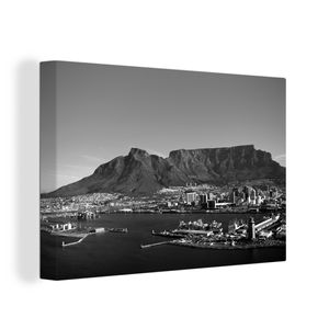 OneMillionCanvasses® - Leinwandbilder - 140x90 cm, Kapstadt mit dem Tafelberg im Hintergrund - schwarz und weiß, Wandbilder Kunstdruck Wanddekoration