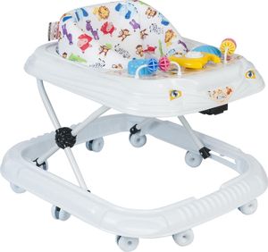 Lauflernhilfe Baby Walker Lauflernwagen Gehfrei Kindersitz Höhenverstellbar mit Spielzeug Funktionen Lenkrad und Hupe Weiß