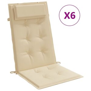 vidaXL Hochlehner-Auflagen 6 Stk. Beige Oxford-Gewebe