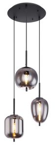 Globo Lighting Hängeleuchte Metall schwarz, Glas, Kabel PVC Schwarz, Höhe kürzbar, 3 Hänger mit unterschiedlichen Gläser, ø: 460mm, H: 1200mm, exkl. 3x E14 40W 230V Globo Lighting Hängeleuchte Metall schwarz, Glas, Kabel PVC Schwarz, Höhe kürzbar, 3 Hänger mit unterschiedlichen Gläser, ø: 460mm, H: 1200mm, exkl. 3x E14 40W 230V